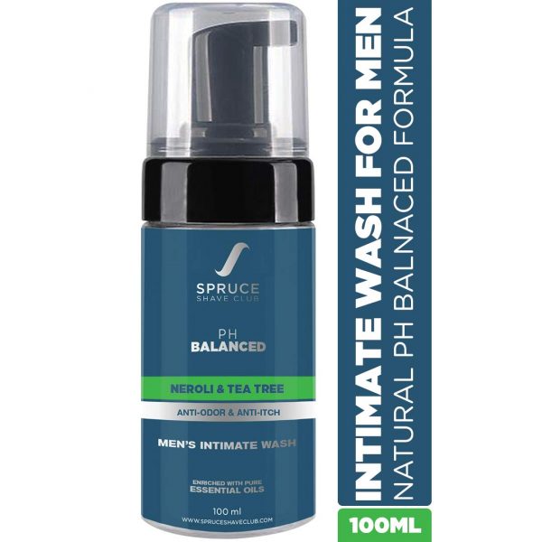 Spruce Shave Club Intimate Wash For Men | pH balanced foaming cleanser to reduce itching & bad odour | No Sulfates, Parabens or Artificial Fragrance | With Natural Antibacterial ingredients